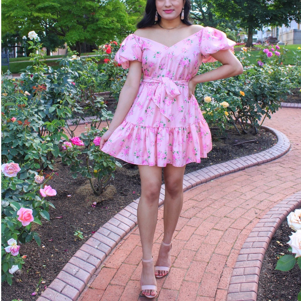 LOVESHACKFANCY X TARGET sz 2 Cecile Puff sleeve short flounced romantic dress